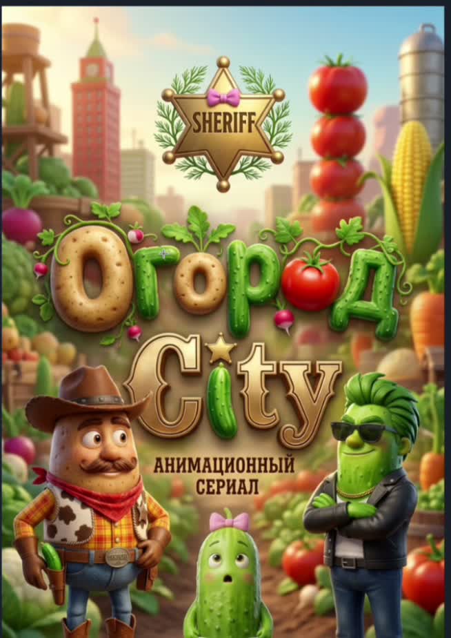 Каст «ОгородCity»: шериф, огурчик, помидоры, кукуруза — несколько героев в одном мире, и каждый остаётся собой и говорит своим голосом.